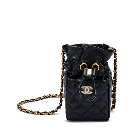 chanel black caviar handbag|Chanel Black Quilted Caviar Micro Drawstring Bucket Bag  .